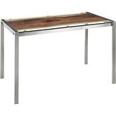 Live Edge 50" Dining Table in Stainless Steel with Printed Glass Top
